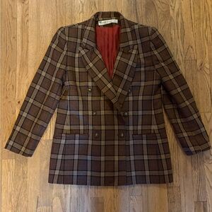 Evan Picone Brown Plaid Wool Blazer